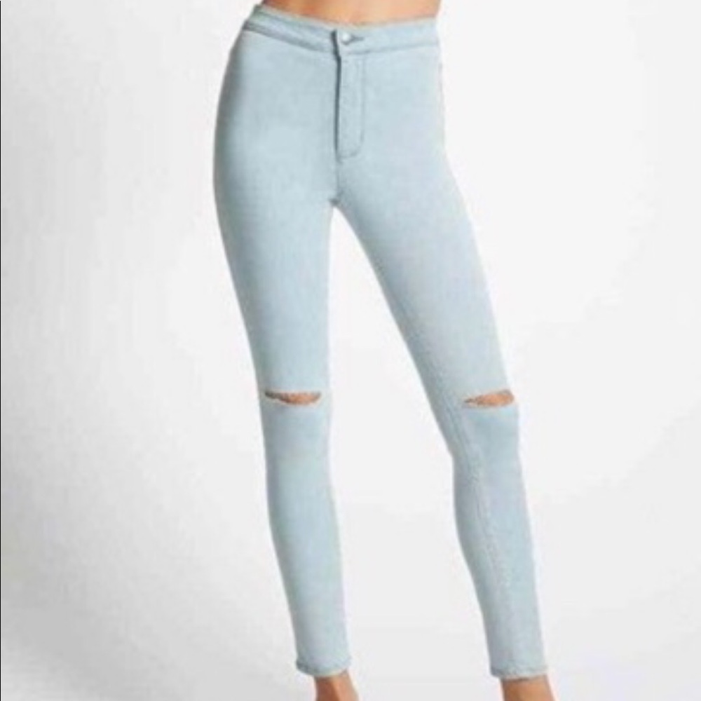 Slit knee high waist jeans